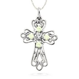Contoured Cross Pendant with 2-6 Stones