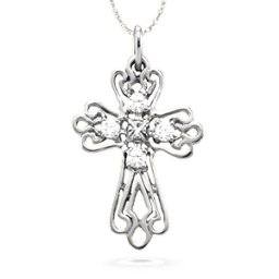 Contoured Cross Pendant with 2-6 Stones