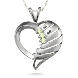 "Filas" Heart Pendant with 1-6 Stones in 925 Sterling Silver with Peridot