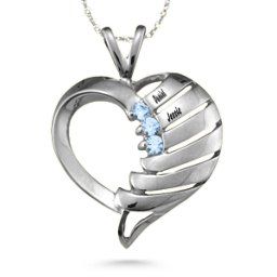 "Filas" Heart Pendant with 1-6 Stones in 925 Sterling Silver with Aquamarine