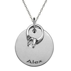 "Petit" Ring on Engraved Charm Pendant