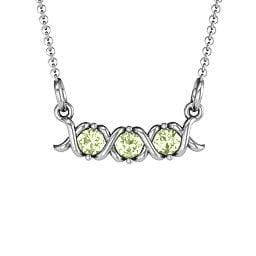 2-5 Stone Hugs and Kisses XOXO Pendant in 925 Sterling Silver with Peridot, Blue Sapphire, and Citrine