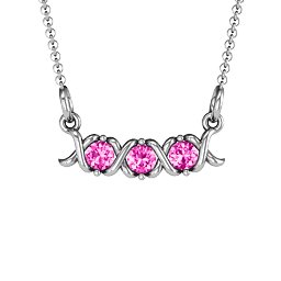 2-5 Stone Hugs and Kisses XOXO Pendant in 925 Sterling Silver with Pink Tourmaline, Blue Sapphire, and Citrine