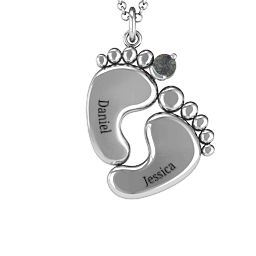 Toe-tally In Love Engravable Birthstone Footprint Pendant