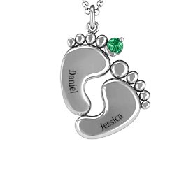 Toe-tally In Love Engravable Birthstone Footprint Pendant