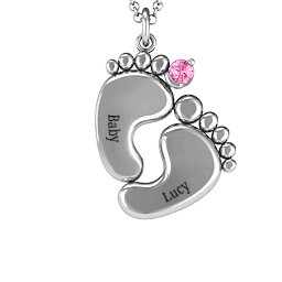 Toe-tally In Love Engravable Birthstone Footprint Pendant