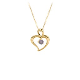 Twist Petit Heart Pendant in 18K Gold Plated Silver with Alexandrite