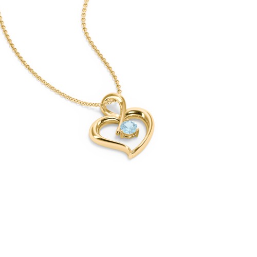 Twist Petit Heart Pendant – 18K Gold Plated Silver with Blue Topaz