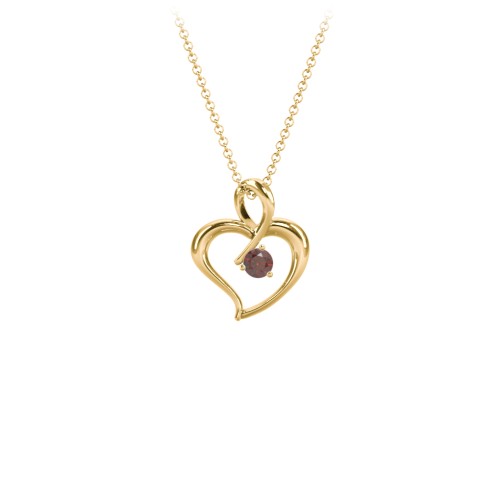 Twist Petit Heart Pendant – 18K Gold Plated Silver with Garnet