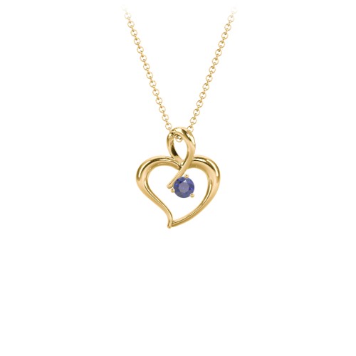 Twist Petit Heart Pendant – 18K Gold Plated Silver with Blue Sapphire