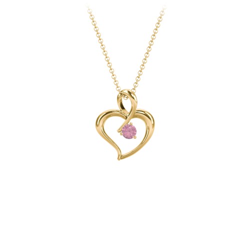 Twist Petit Heart Pendant – 18K Gold Plated Silver with Pink Tourmaline