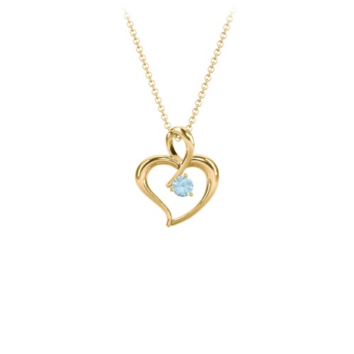 Twist Petit Heart Pendant – 18K Gold Plated Silver with Blue Topaz