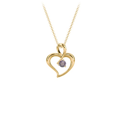 Twist Petit Heart Pendant – 18K Gold Plated Silver with Alexandrite