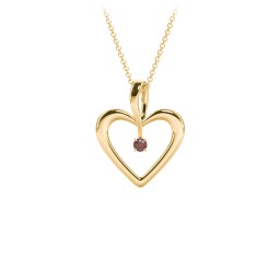 Single Stone Heart Pendant in 18K Gold Plated Silver with Garnet