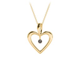 Single Stone Heart Pendant in 18K Gold Plated Silver with Smokey Quartz