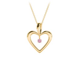 Single Stone Heart Pendant in 18K Gold Plated Silver with Pink Tourmaline