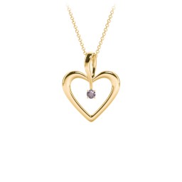 Single Stone Heart Pendant in 18K Gold Plated Silver with Alexandrite