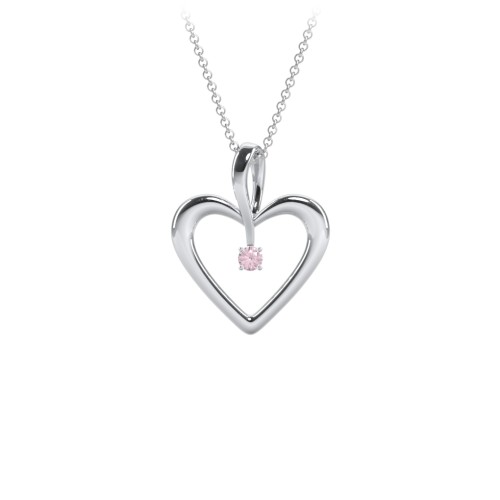 Single Stone Heart Pendant – Sterling Silver with Pink Tourmaline