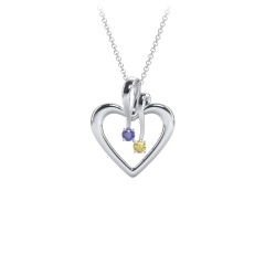 Double Stone Heart Pendant – 18K Gold Plated Silver with Blue Sapphire and Citrine