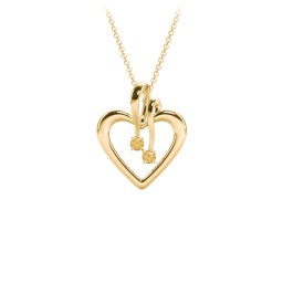 Double Stone Heart Pendant in 18K Gold Plated Silver with Citrine