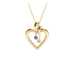 Double Stone Heart Pendant in 18K Gold Plated Silver with Blue Sapphire and Citrine