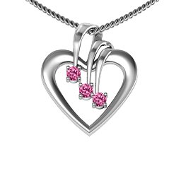 Triple Stone Heart Pendant