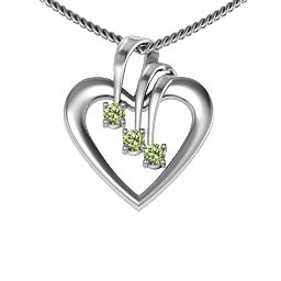 Triple Stone Heart Pendant