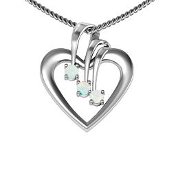 Triple Stone Heart Pendant