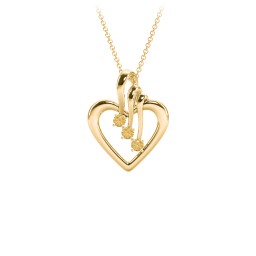 Triple Stone Heart Pendant in 18K Gold Plated Silver with Citrine