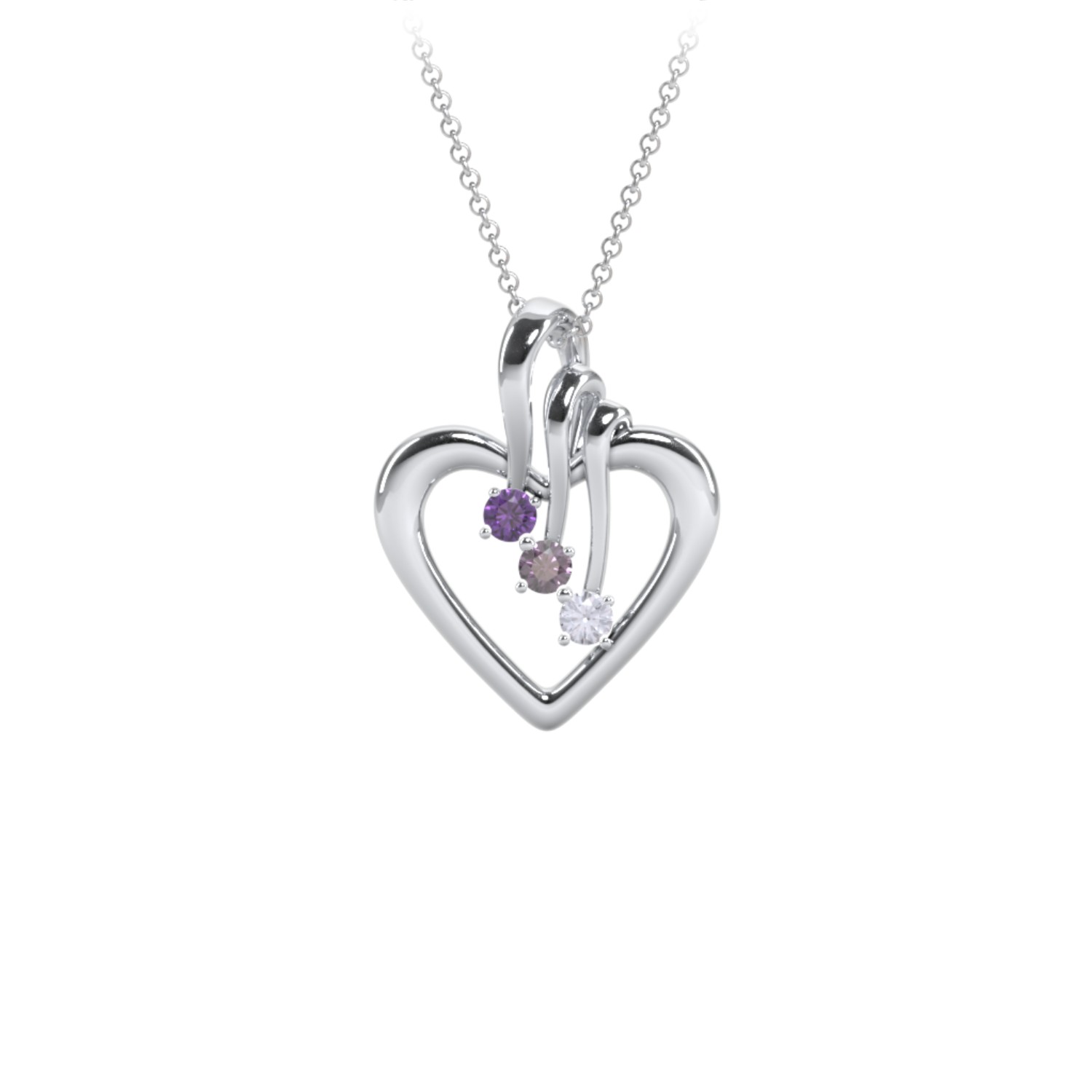 Triple Stone Heart Daughters Pendant