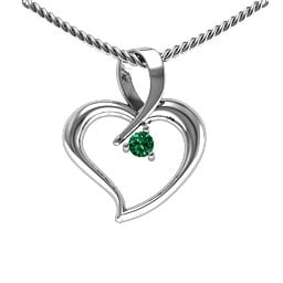 Twist Heart Pendant in 925 Sterling Silver with Emerald, Amethyst, and Pink Tourmaline