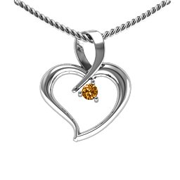 Twist Heart Pendant in 925 Sterling Silver with Citrine, Amethyst, and Pink Tourmaline