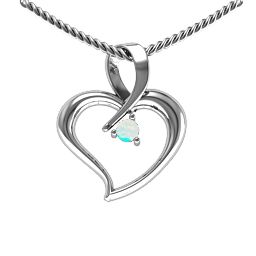 Twist Heart Pendant in 925 Sterling Silver with Opal, Amethyst, and Pink Tourmaline