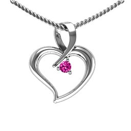Twist Heart Pendant in 925 Sterling Silver with Pink Tourmaline and Amethyst