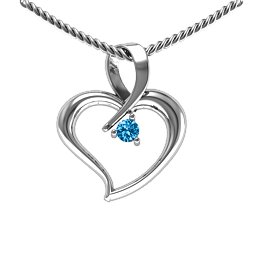 Twist Heart Pendant in 925 Sterling Silver with Blue Topaz, Amethyst, and Pink Tourmaline