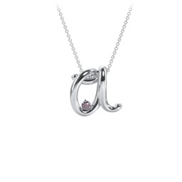 A to Z Initial Pendant with Birthstone in 925 Sterling Silver with Alexandrite