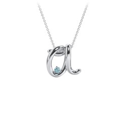 A to Z Initial Pendant with Birthstone – 10K Yellow Gold with Blue Topaz
