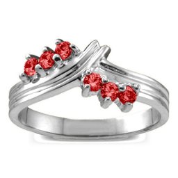 Grooved Collage 3-8 Stones Ring