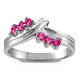 Grooved Collage 3-8 Stones Ring