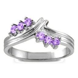 Grooved Collage 3-8 Stones Ring