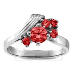 Grooved Wave 2-9 Gemstones Ring
