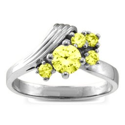 Grooved Wave 2-9 Gemstones Ring