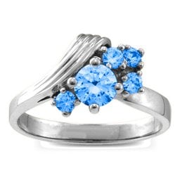 Grooved Wave 2-9 Gemstones Ring