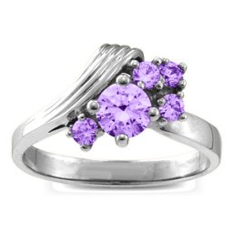 Grooved Wave 2-9 Gemstones Ring