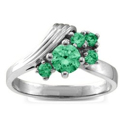 Grooved Wave 2-9 Gemstones Ring