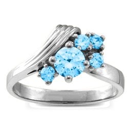Grooved Wave 2-9 Gemstones Ring