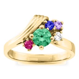 Grooved Wave 2-9 Gemstones Ring