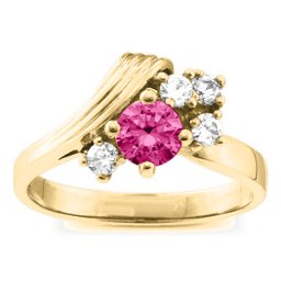 Grooved Wave 2-9 Gemstones Ring