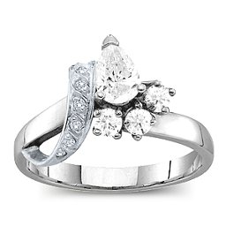 Pear Ribbon Ring with Gemstones