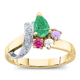 Pear Ribbon Ring with Gemstones